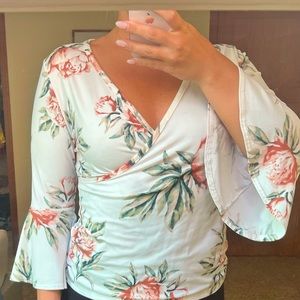 White Floral Long Sleeve Shirt